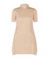 Issey Miyake Short-sleeved Light Beige Pleated Tunic In Neutral