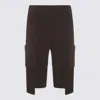 Issey Miyake Knee Length Pleated Shorts With Elastic Waistband In Brown
