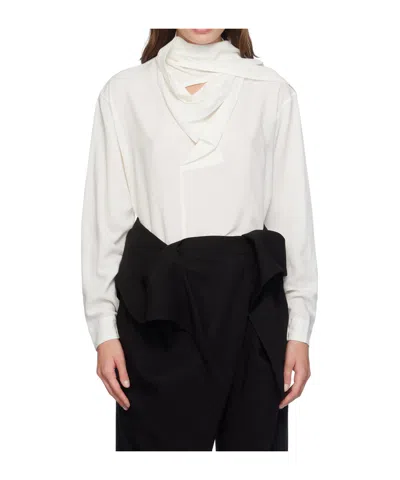Issey Miyake Side Sewn Shirt With Slit In White