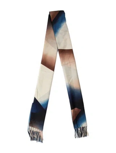 Pre-owned Issey Miyake Silk Graphic Print Scarf In Blue