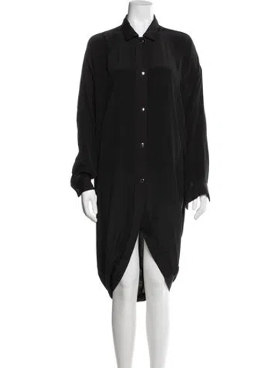 Pre-owned Issey Miyake Silk Long Dress In Black