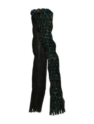 Pre-owned Issey Miyake Silk Printed Scarf In Green