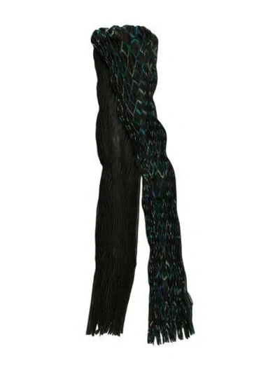 Pre-owned Issey Miyake Silk Printed Scarf In Green