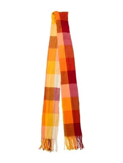 Pre-owned Issey Miyake Silk Striped Scarf In Orange