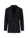 Issey Miyake Minimalist Black Jacket With Cut In Black