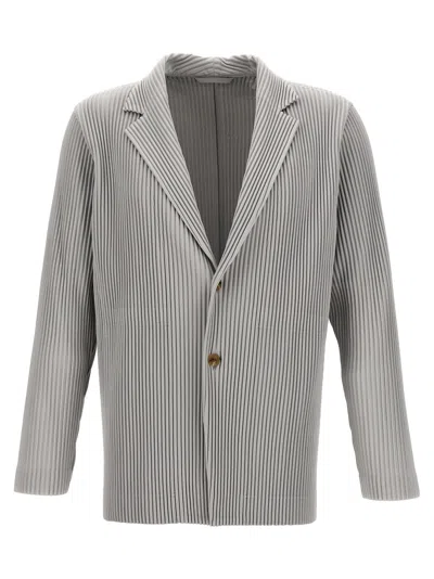 Issey Miyake Single-breasted Pleated Blazer In Gray