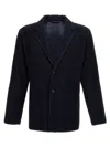 Issey Miyake Pleated Fabric Single-breasted Blazer In Blue