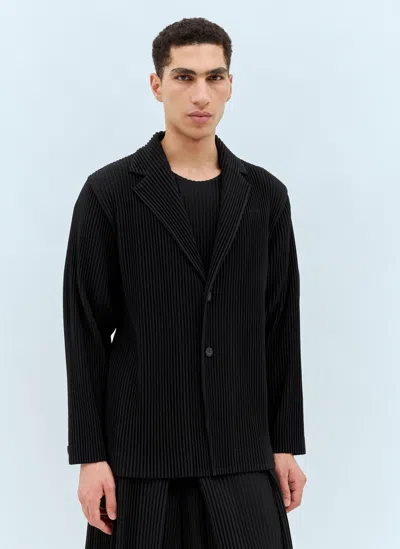 Issey Miyake Single-breasted Pleated Blazer In Black