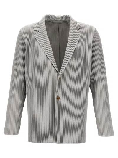 ISSEY MIYAKE SINGLE-BREASTED PLEATED BLAZER GRAY