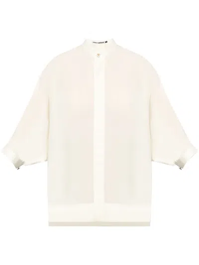 Issey Miyake Single Plait Round Collar Top In White