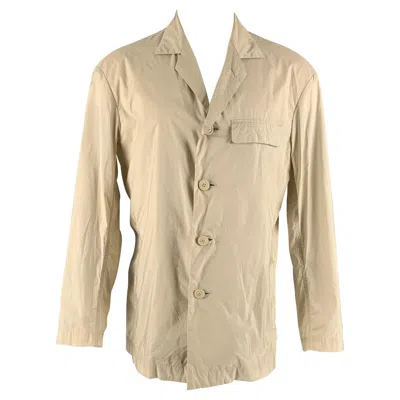 Pre-owned Issey Miyake Size 40 Beige Solid Nylon Notch Lapel Jacket In Brown