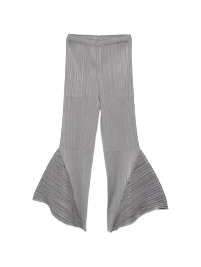 Issey Miyake Skyline Pleated Flared Trousers In Gray