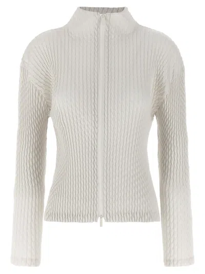 Issey Miyake Sleek Pleats Cardigan In Gray