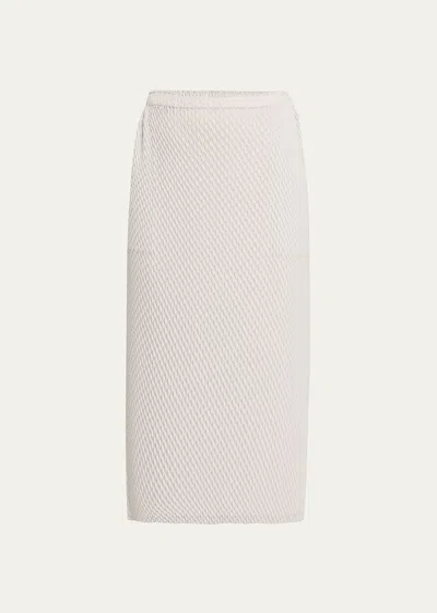 Issey Miyake Sleek Pleats Midi Skirt In Light Gray