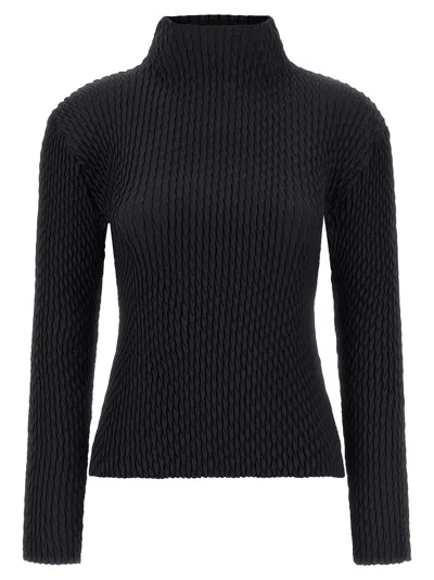 Issey Miyake Sleek Pleats Sweater In Black