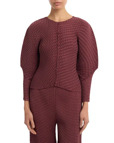 Issey Miyake Sleek Pleats Top In Brown