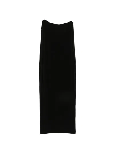 Issey Miyake Sleeveless Boat-neck Midi Dress In Black