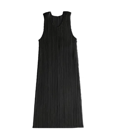 Issey Miyake Monthly Colors Plissé Midi Dress In Black