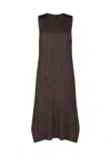 Issey Miyake July Midi Dress Round Neckline In Brown