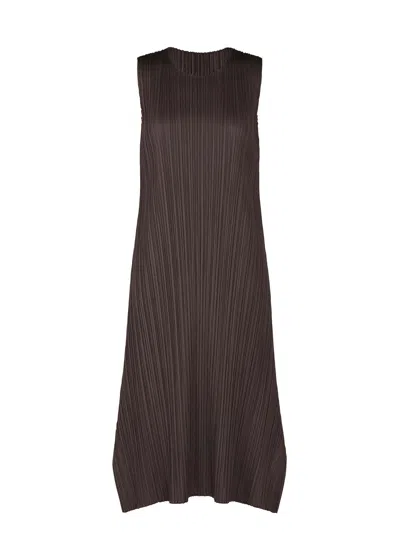 Issey Miyake Sleeveless Dress In Brown
