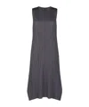Issey Miyake Pleated Sleeveless Midi Dress In Gray