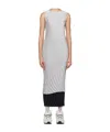 Issey Miyake Gray Nuance Pleats Solid Midi Dress In Grey
