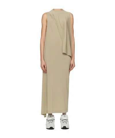 Issey Miyake Beige Drape Jersey 48 Maxi Dress In 60 Kudzu Khaki