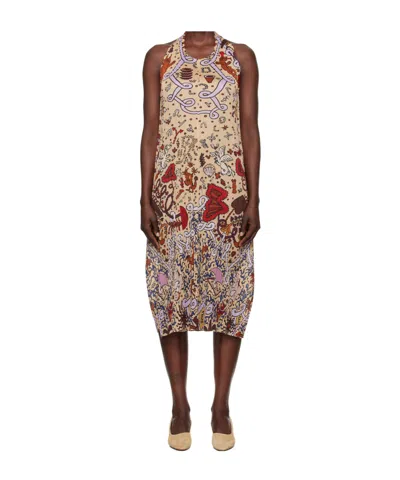 Issey Miyake Sleeveless Dress In Multicolor