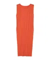 Issey Miyake Womens Bright Red Sleeveless Pleated Knitted Midi Dress In Red