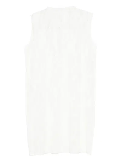 Issey Miyake Sleeveless Midi Dress In White