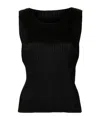 Issey Miyake Sleeveless Pleated Top In Black