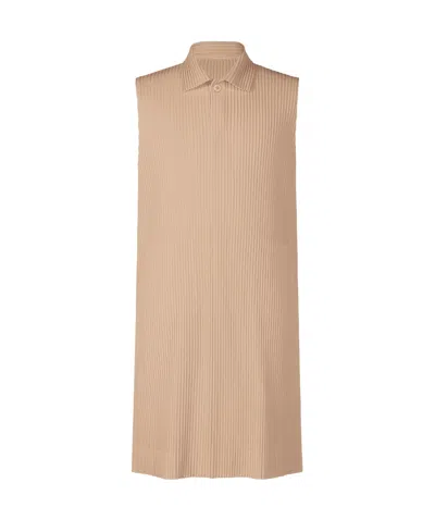 Issey Miyake Sleeveless Pleated Top In Nude