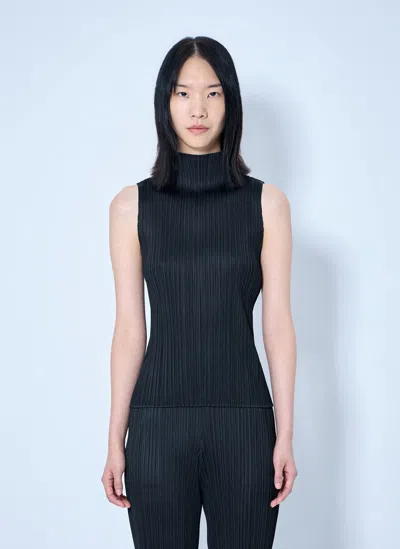 Issey Miyake Sleeveless Ribbed High-neck Top In Blue