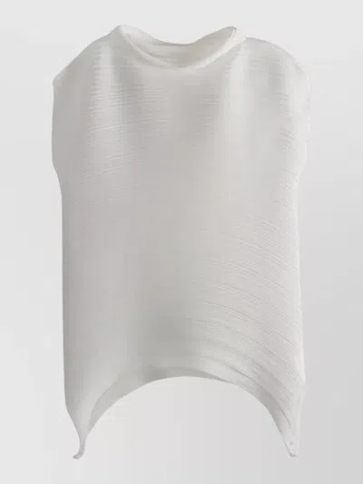 Issey Miyake Sleeveless Top High Low Hem Texture In White