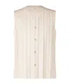 Issey Miyake Pleated Sleeveless Vest In White