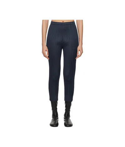 Issey Miyake Slim-fit Garment-pleated Polyester Tricot Trousers. In Black