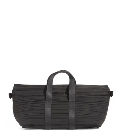 Issey Miyake Small Pleated Boston Tote Bag In Black