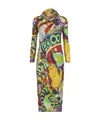 Issey Miyake Abstract-print Pleated Midi Dress In Multicolor