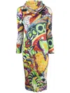 Issey Miyake Abstract-print Pleated Midi Dress In White