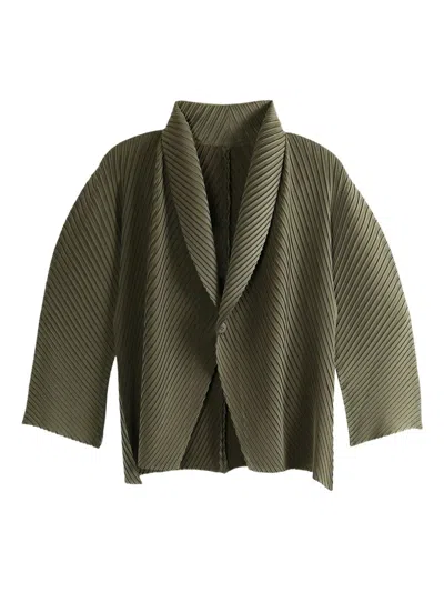 Issey Miyake Soft Fold Pleated Jacket In Green