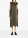 Issey Miyake Fold Pleats Sleeveless Midi Dress In Green