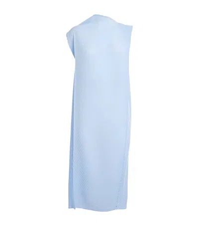 Issey Miyake Soft Fold Pleats Midi Dress In Blue