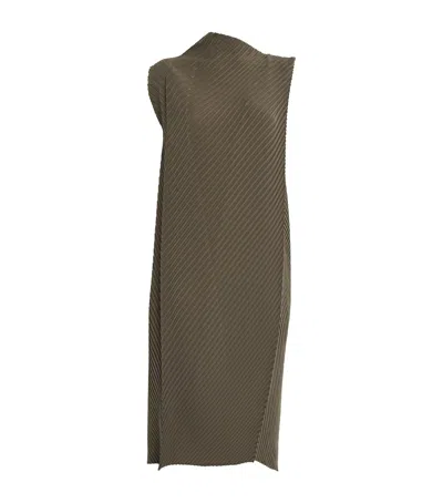 Issey Miyake Soft Fold Pleats Midi Dress In Green