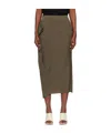 Issey Miyake Khaki Soft Fold Pleats Midi Skirt In Brown