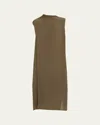 Issey Miyake Soft Fold Pleats Sleeveless Midi Dress In Green