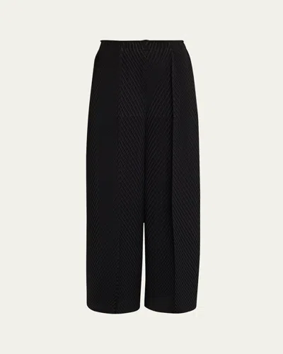 Issey Miyake Soft Fold Pleats Straight-leg Trousers In Black