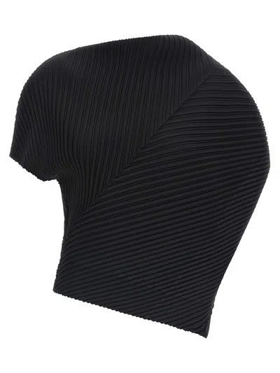 ISSEY MIYAKE SOFT FOLD PLEATS TOPS BLACK