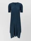 Issey Miyake Softly Draped Dress Short Sleeves In Blue
