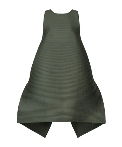 Issey Miyake Spliced Pleated Dress In Black