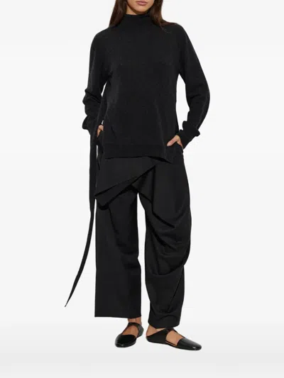 Issey Miyake Split-back Knit Sweater In Black